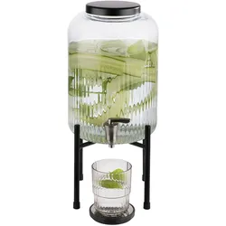 Getränkespender APS "Industrial", schwarz (schwarz, transparent), B:20cm H:45cm Ø:20cm, Zapfanlagen, Inklusive Deckel, Zapfhahn und Antirutschmatte, 7 Liter
