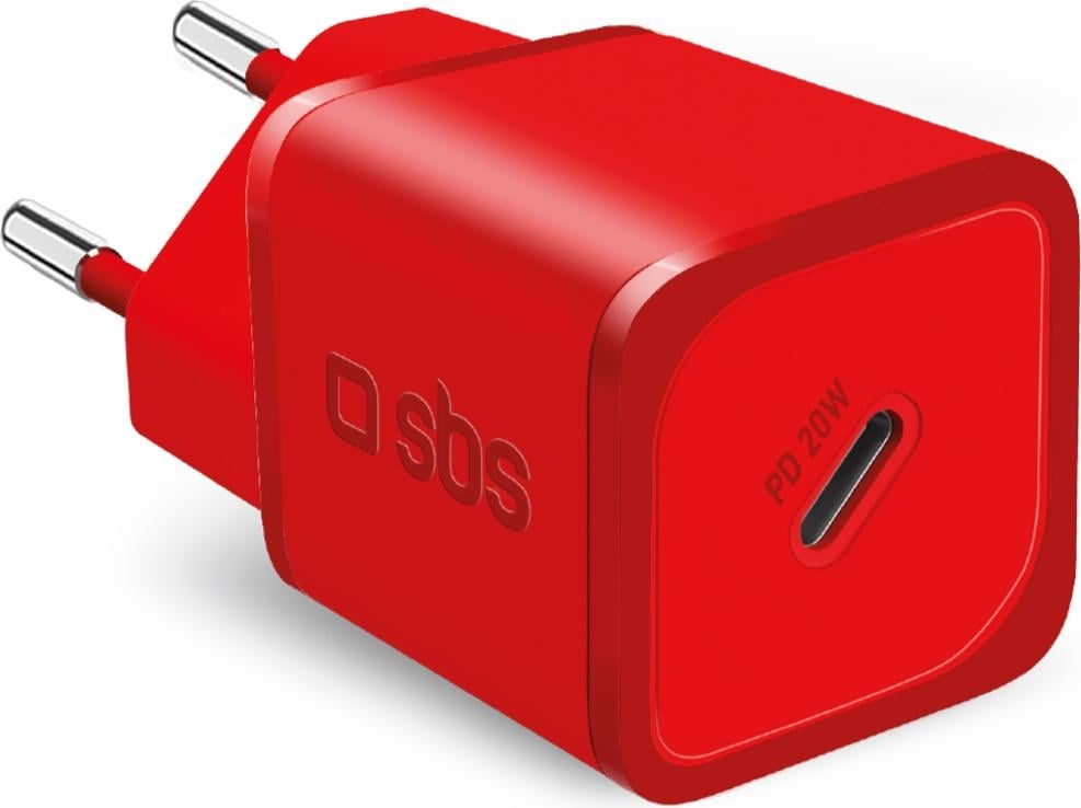 SBS 20-W-GaN-Power Delivery-Ultra-Schnellladegerät (20 W, Power Delivery), USB Ladegerät, Rot