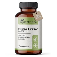plantrition Premium Omega 3 Vegan hochdosiert I Algenöl 1500mg Omega 3 pro Tagesdosis - nachhaltige Kultivierung - reich an EPA & DHA - 90 Softgel Kapseln