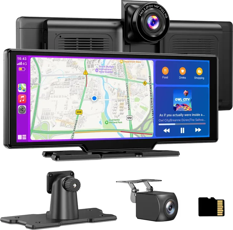 ESSGOO 10,26 Zoll Tragbares CarPlay Android Auto Universal + 64 GB SD-Karte