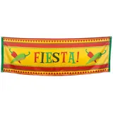 Boland Kostüm Polyester Banner Fiesta 74x220 cm Partydeko Mexiko Mottoparty Zubehör, Mit Ösen zum einfachen Aufhängen - Handwäsche, wieder verwendbar orange|rot