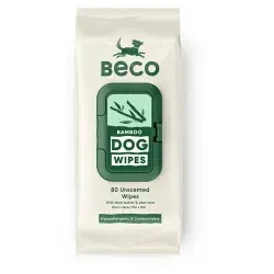 Beco Bamboo Dog Wipes hypoallergene Tücher Hund (80 Stk.) Geruchlos