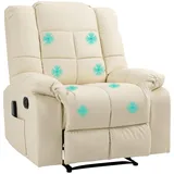 Homcom Relaxsessel Kunstleder 80 x 100 x 80 cm Cremeweiß mit Liegefunktion/Massagefunktion