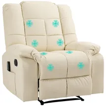 Homcom Relaxsessel Kunstleder 80 x 100 x 80 cm Cremeweiß mit Liegefunktion/Massagefunktion