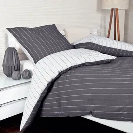 Traumschlaf Argentina Gestreift Titan 200 x 220 cm + 2 x 80 x 80 cm