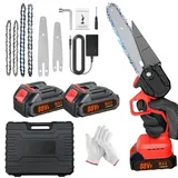 Mini Kettensäge, 6" Akku-Kettensäge, 21V Kleine Handheld Elektrische Kettensäge Kabellos mit 2 Batterien, Elektrische Säge zum Schneiden