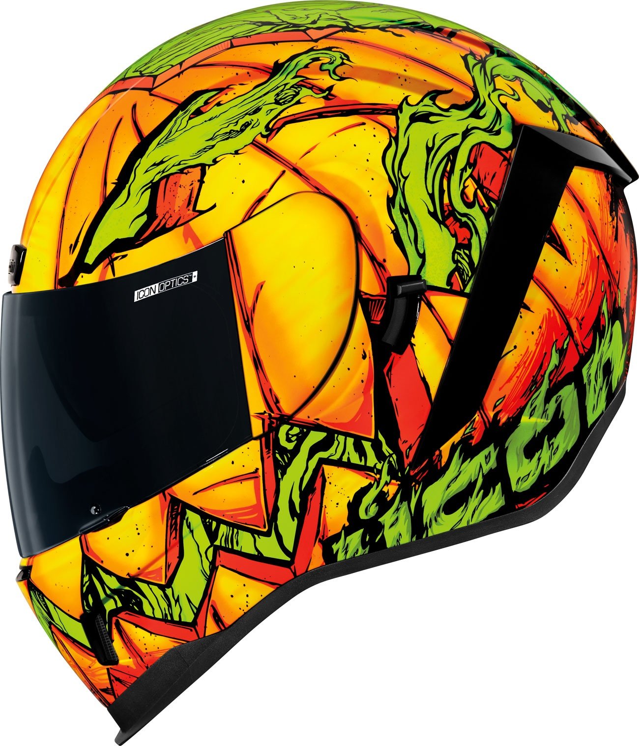 Icon Airform Trick Or Street, Integralhelm - Orange/Gelb/Grün/Schwarz - L