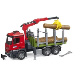 Bruder MB Arocs Holztransport LKW mit Ladekran, Greifer und 3 Baumstämmen, Kranw