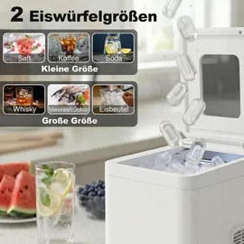 Homcom Eiswürfelmaschine, 12 kg 24 Std., 9 Eiswürfel in 7 Minuten, 2 Größen - Weiß