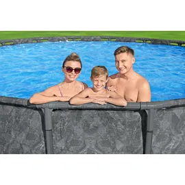 BESTWAY APX365TM Frame Pool-Set Ø 671 x 132 cm inkl. Sandfilteranlage, Abdeckplane und Poolleiter