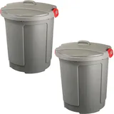 BRB-Lagertechnik BRB 2 Kunststofftonnen/Rundtonnen mit Deckel, 75 Liter, frostsicher bis -20°C, grau