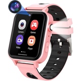 Topchances Kinder Spiele Smartwatch, Smart Watch für Kinder mit Touchscreen, 18 Spieles, Kamera, Schrittzähler, Wecker, MP3-Musikplayer für Kind... - Rosa