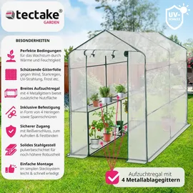 Tectake tectake® Foliengewächshaus, 3,6 m3, mit Plane - weiß Weiß,