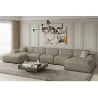 Fun Möbel Wohnlandschaft U-Form CELES XL in Stoff Scala Trüffel - Beige