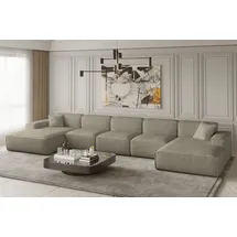 Fun Möbel Wohnlandschaft U-Form CELES XL in Stoff Scala Trüffel - Beige