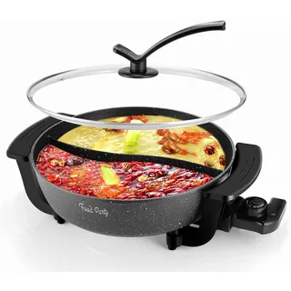 Food Party Hot Pot Elektrisch Hotpot Topf 6L Elektrischer Kochtopf 220V 1200W Doppelseitig Elektrische Wok mit Deckel Chinesischer Hot Pot Fondue