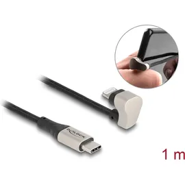 DeLock USB-Ladekabel USB 2.0 Apple Lightning Stecker, USB-C® Stecker 1.00m Schwarz, Silber 80025