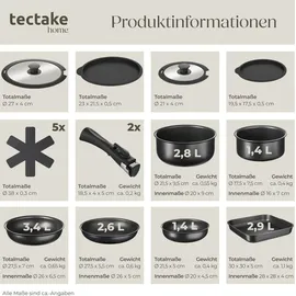 Tectake Küchenstarterset Topf-Set 41-tlg. Töpfe + Geschirr