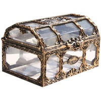 Foxlove Mini-Schmuckbox Schmuckschatulle Aus Metall Und Glas Schmuckbox Terrarium Retro Deco Schmuck Metall Gold Messing Farbe Piraten Schmuck Aufbewahrungsbox Veranstalter