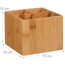 Relaxdays Bambus Besteck Set, je 10 x Messer, Gabel, Löffel & Teelöffel, Besteckhalter, wiederverwendbar, 41-tlg., natur,