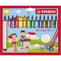 STABILO Trio Scribbi, 14 Farben, Mehrfarbig, Faser, 2 mm, Mehrfarbig, Dreieck
