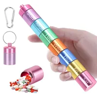 Tablettenbox 7 Tage Aluminium Pillendose mit Karabiner für Reisen Camping
