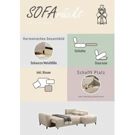Jockenhöfer Gruppe Ecksofa Beverly L-Form, B: 251 cm, mit Bettfunktion, Bettkasten & Zierkissen beige