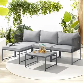 Svita Detroit Gartenmöbel Set Polyrattan Lounge Modular grau