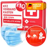 PURAHELP 10x KFZ Verbandskasten nach aktueller Norm 2025 DIN 13164 (StVO konform) - Inkl. Beatmungstuch, 2x Klettstreifen - Erste Hilfe Set Auto Verbandskasten 2025