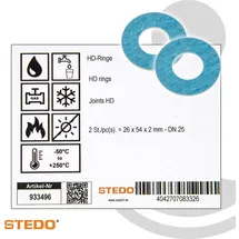 Stedo HD Pressdichtung für Einrohrgaszähler, 26 x 54 x 2 mm (VE 2 Stück), nach Din Dvgw 3535-6