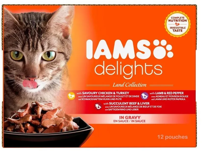 IAMS Cat Delights Adult All Breeds Land In Gravy Pouch 12 X 85 g