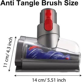 spehiate Anti-Verwicklungs Haardüse Bürstenkopf Aufsatz für Dyson V7 V8V10 V11 V15, Ersatzteile Mini-Motorwerkzeug für Reinigung von Matratze,Bett,Sofa,... - Grau