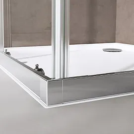 doporro Ravenna16L Eckdusche mit Schiebetür 80 x 120 cm Silber Klarglas inkl. Duschtasse