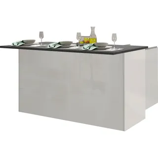 kochstation Kücheninsel "KS-Sole, Kücheninsel", weiß (küche: weiß, front: weiß hochglanz, korpus: weiß matt, arbeitsplatte: schieferfarben), B:155cm H:90cm T:90cm, Komplettküchen-Sets, Küchenzeile, Breite 155 cm, 3 Türen