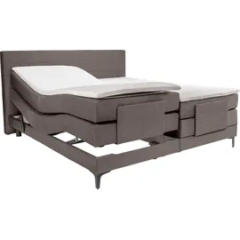 Alina Boxspringbett ALINA "Powell", braun (braungrau gcp 84), B:192cm L:212cm, Chenille GCP (100% Polyester), Komplettbetten, Boxspringbett, inkl. Motor, Matratze und Topper, in unterschiedlichen Ausführungen