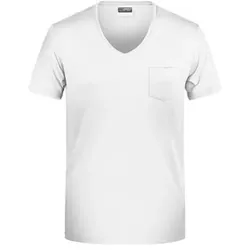 Herren T-Shirt mit Brusttasche 8004, weiß, Größe S - weiss - S