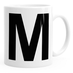 MoonWorks Tasse Kaffee-Tasse Buchstaben Buchstabe Arial Bold glänzend Kaffeetasse Teetasse Keramiktasse MoonWorks®, Keramik weiß