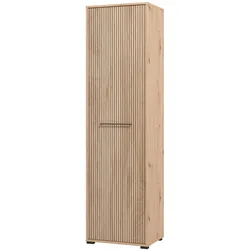 Garderobenschrank INOSIGN "Landes Kleiderschrank, Stauraumschrank, Flurschrank, Höhe 198 cm", braun (artisan eiche), B:54,5cm H:197,5cm T:40cm, Spanplatte, Kunststoff, Metall, Schränke, Fronten in Artisan Eiche mit Streifen, mit einer Kleiderstange