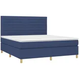 vidaXL Boxspringbett mit Matratze Blau 180x200 cm Stoff