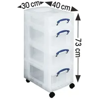 Really Useful Box Aufbewahrungsbox Boxenturm 30 x 42 x 73 cm 1x 4,0 l + 3x 9,0 l transparent