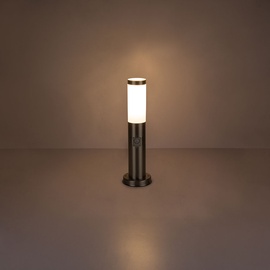 ETC Shop LED Wegeleuchte Stehlampe Gartenleuchte Edelstahl Außenleuchte mit Bewegungsmelder, silber, 9W 810lm warmweiß, DxH 12,7x45 cm, 3er Set