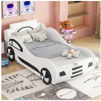 Fanttik Rennwagenbett Kinder Autobett mit Stauraum & Lattenrost Auto-Design Flachbett weiß