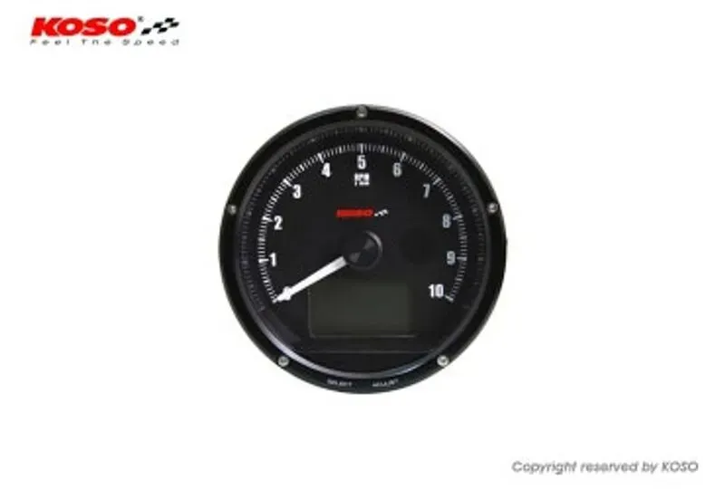 KOSO Tachometer und Tachometer Schwarzes Gesicht max 10000 U/min // max 360km/h (mit Schaltlicht), schwarz
