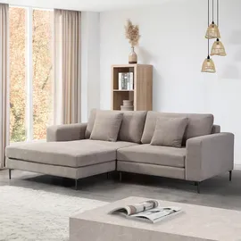 Home Deluxe Sofa Beige, Kunststoff, Holz, 238x188 cm, Wohnzimmer, Sofas - Couches, Wohnlandschaften, Ecksofas