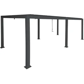 Mendler Pergola HWC-L46, Gartenpavillon Lamellen-Pavillon, 10cm-Aluminium-Gestell, Regenrinne sturmfest, 3x6m ~ anthrazit