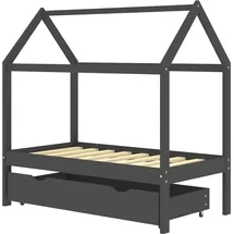vidaXL Kinderbett mit Schublade 70 x 140 cm Kiefer massiv dunkelgrau