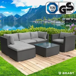 Rattan Lounge Gartenmöbel Set JOY schwarz