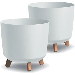 Tymar Übertöpfe groß mit Füßen, Blumenübertopf, Blumentopf Gross, Blumenkübel matt, Pflanzkübel für Außen und Innen ((2pack) Weiß ; Höhe 28,5 cm/ø 30 cm)