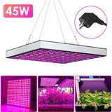 Eikuavons LED Pflanzenlampe Garten- & Gewächshaus-Zubehör 45W Pflanzenleuchte 225 LEDs Red Blau Vollspektrum für Gewächshaus, Garten, Blumen & ... - Weiß