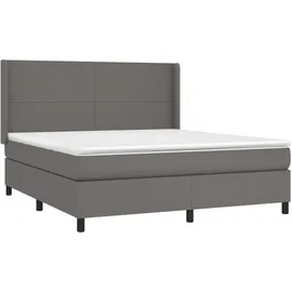 vidaXL Boxspringbett mit Matratze & LED Grau 180x200 cm Kunstleder